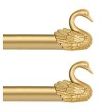 TANGWIN Gold Decorative Curtain Rods for Windows:Adjustable Farmhouse Curtain Rod for Bedroom Living Room,Heavy Duty Rustic Drapery Rods with Vintage Swan Finials Easy Install,Brass Gold 2 Pack 18-45