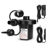 AGPTEK Electric Air Pump,Portable Air Pump with 3 Nozzles, 4.5kPa Quick-Fill,110V AC/12V DC Inflator/Deflator Pumps for Outdoor Camping, Inflatable Air Mattress Beds, Boats, Swimming Ring