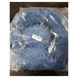 JOLLYVOGUE Calming Small Dog & Cat Bed for Indoor Cats - 20 inches Washable Donut Bed for Kittens & Puppies, Anti-Anxiety Round Fluffy Plush Pet Beds (Fits up to 15 lbs, Navy Blue)