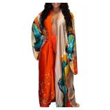 cu4eve Summer Cardigan For Women Lightweight Satin Open Front Long Kimono Swimsuit Cover Ups Silk Robe Plus Size