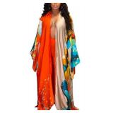 cu4eve Summer Cardigan For Women Lightweight Satin Open Front Long Kimono Swimsuit Cover Ups Silk Robe Plus Size