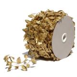 BASOKAN Gold Leaves Leaf Ribbon Trim Rope - 20 Yards - for Garland DIY Crafts and Party Wedding Home Decorations (Gold)
