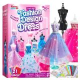 Klever Kits 400+PCS Fashion Design Crafts for Kids, Art and Crafts, DIY Sewing Kits with 3 Mannequins for Girls Aged 8-12, Birthday Presents, Toys for Kids