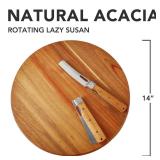 ORIDOM Acacia Wood Lazy Susan, Wood Turntable Tray Cabinet Organizer,14
