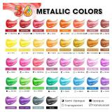 52 Pcs Metallic Acrylic Paint Set with 12 Brushes, 2 Knives & Palette, 36 Colors (2oz/60ml) - for Adults, Artists & Beginners - Canvas Ceramic Rock Wood Pumpkin Painting Kit