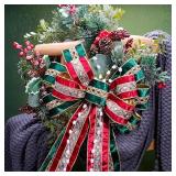 LaRibbons Reversible Red Velvet Ribbon Wired, 2.5 Inch x 10 Yards Jewelry Red and Gold Velvet Ribbon for Christmas Tree, Gift Wrapping, Wreath Bow, Outdoor Decoration