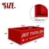 Christmas Hot Cocoa Wood Tray Holder Box Station for Home Kitchen Holiday Decor