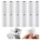 BYBOUS 12 Rolls 53mmx3.75m White Thermal Printer Paper, Mini Self-adhesive Label Printer Paper Compatible With T02/M02/M02/M02S PRO/M04AS/M04S Mini Thermal Printer