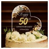 50th Wedding Anniversary Acrylic Cake Topper, 50 th Anniversary Decorations, 50 Wedding Topper, 50 Years Of Married Gifts (50th Anniversary Cake topper 2026)