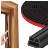 40FT Rubber Weather Stripping Door Seal, Self Adhesive Door Insulation Strip, Block Drafts, Multi-Layer Soundproof, Weatherstripping for Door Frame and Windows (Black)