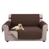U-NICE HOME Loveseat Sofa Cover Reversible Couch Cover for Dogs with Elastic Straps Water Resistant Furniture Protector for Pets Couch Cover for 2 Cushion Couch (Loveseat, Coffee/Beige)