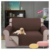 U-NICE HOME Loveseat Sofa Cover Reversible Couch Cover for Dogs with Elastic Straps Water Resistant Furniture Protector for Pets Couch Cover for 2 Cushion Couch (Loveseat, Coffee/Beige)
