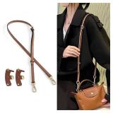 jiesinlov Leather Bag Shoulder Strap Compatible with Mini Pouch,Purse Straps Crossbody Adjustable Replacement Conversion accessories Kit Fit for xs Le Pliage Handbag (BROWN-GOLD)