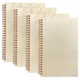 Cregugua 4 Pieces B6 Wooden Cover Sketchbook 80 blank Pages Jounal Notebook 7 x 5 In Blank Spiral Notebook for Crafts