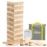 GOROCK Giant Tumble Tower Games 60 Pcs Wooden Block Up to 5FT Stacking Game with Dice Scoreboard and Carry Bag Christmas Birthday Gift for Family Outdoor Indoor Party Camping Beach Lawn Games