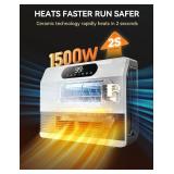 GiveBest Wall Heater, 1500W Electric Space Heater for Bedroom Bathroom with ALCI Plug, Heater with Remote Control for Office Dorm Use, Adjustable Thermostat, 12H Timers, Compatible with Alexa, White