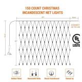 Lomotech Christmas Net Lights, 6ft x 4ft 150 Count Incandescent Mesh Lights, Connectable Waterproof Bushes for Christmas, Trees, Shrubs, Garden Outdoor Decorations (Multicolor)