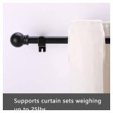 GXOACKJ 2 Pack Black Curtain Rods for windows 32 to 48 inch, 5/8 inch Splicing Heavy Duty Metal Curtain Rod Set with Brackets