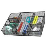 VyGrow Desk Drawer Organizer Tray, Metal Mesh Drawer Organizers Office, 6 Adjustable Compartment, Desk Organizer Tray for Home Office 12 x 8.26 x 1.96 inch, Black, 1 Pack