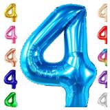KatchOn, Big Blue Number 4 Balloons - 40 Inch | Blue 4th Birthday Balloons Boy, Fourth Birthday Balloon | 4th Birthday Decorations For Boys | 4 Year Old Balloon for Shark 4th birthday Decorations