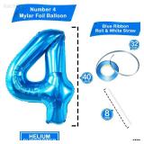 KatchOn, Big Blue Number 4 Balloons - 40 Inch | Blue 4th Birthday Balloons Boy, Fourth Birthday Balloon | 4th Birthday Decorations For Boys | 4 Year Old Balloon for Shark 4th birthday Decorations