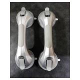 TAILI Shower Handles for Elderly Suction, 2 Pack 12 Inch Shower Grab Bars for Seniors, Grab Bars for Bathtubs and Showers, No Drilling Removable Safety Shower Grip, Silver
