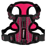 BARKBAY Dog Harness No Pull with ID Tag Pocket - Heavy Duty, Reflective, Easy Control for Large Dogs(Pink/Black,S)