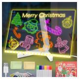 Led Note Board, 11.8x6-inch Illuminated Dry Erase Board with Stand, Acrylic Dry Erase Board with Light, Illuminated Memo Led Letter Message Board, Glass Led Whiteboard.