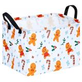 MAIZMZ Christmas Basket for Kids Gingerbread Santa Claus Snowman Storage Baskets Collapsible Nursery Hamper Waterproof Clothes Toy Bin Book Shelf Gift Basket Cube Xmas Party Decor