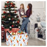 MAIZMZ Christmas Basket for Kids Gingerbread Santa Claus Snowman Storage Baskets Collapsible Nursery Hamper Waterproof Clothes Toy Bin Book Shelf Gift Basket Cube Xmas Party Decor