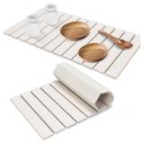 Extral Large Stone Dish Drying Mats for Kitchen Counter, 28(L) x 16(W) Quick Dry Dish Drying Mat, Collapsible Eco-Friendly Absorbent Diatomaceous Earth Mat for Dishes Cups, Match Any Countertop