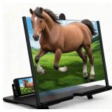 Screen Magnifier Version for Cell Phone, 2026 New 3D HD Mobile Phone Magnifier Projector with Adjustable Angle, Desktop Amplifier for Movies, Gaming & Seniors Reading (Black 10