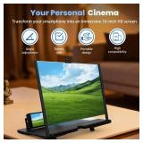 Screen Magnifier Version for Cell Phone, 2026 New 3D HD Mobile Phone Magnifier Projector with Adjustable Angle, Desktop Amplifier for Movies, Gaming & Seniors Reading (Black 10