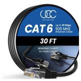 Cat 6 Ethernet Cable 30 ft, 10Gbps High Speed Ethernet Cable, Internet Cable Outdoor&Indoor, Rj45 Cat6 Cable Long Ethernet Cable for Computer, Router, Modem, PS4/5, Xbox, Gaming- Black