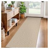 EARTHALL Washable Runner Rug 2x6 Ft Non Slip Runners for Hallways Cotton Rubber Backed Kitchen Runner Braided Indoor Floor Carpet Runners for Entryway, Hallway, Kitchen, Bedroom, Send/Beige