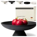 KIVY Concrete Fruit Bowl for Kitche Counter - Large Decorative Bowl for Home Decor - Modern Key Bowl for Entryway Table - Pedestal Bowl - Fruit Basket for Home Decor - Black Fruit Bowl Decor