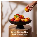 KIVY Concrete Fruit Bowl for Kitche Counter - Large Decorative Bowl for Home Decor - Modern Key Bowl for Entryway Table - Pedestal Bowl - Fruit Basket for Home Decor - Black Fruit Bowl Decor