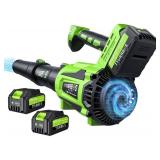 Leaf Blower Cordless - 650CFM Brushless Motor Leaf Blower with 6-Speed Control & Ergonomic Handle - Includes 2 x 5.0Ah Batteries & Fast Charger - Blowers for Lawn Care, Yard, Patio, Leaves, Snow, Dust