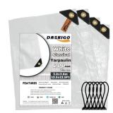 13 x 13Ft Extra Super Heavy Duty 12 Mil Thick Waterproof White Tarp Cover Sheet & 6 Pcs Bungee Balls
