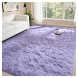 DweIke Fluffy Lavender Purple Rugs for Bedroom Living Room, 3x5 Feet Soft Plush Shaggy Light Lilac Purple Girls Boys Kids Rug, Non-Slip and Machine Washable Carpet for Dorm Nursery Classroom Decor