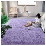 DweIke Fluffy Lavender Purple Rugs for Bedroom Living Room, 3x5 Feet Soft Plush Shaggy Light Lilac Purple Girls Boys Kids Rug, Non-Slip and Machine Washable Carpet for Dorm Nursery Classroom Decor