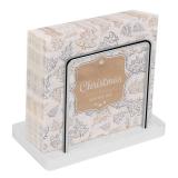 Livabber Napkin Holder, Metal Napkin Storage Modern Freestanding Tissue Paper Dispenser for Table Kitchen Countertop (Marble Base, Chrome)