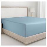 California Design Den Fitted Sheet Queen - Deep Pocket Soft 400 Thread Count Sateen, 100% Cotton Queen Fitted Sheet Only, No Pop-Off Elastic, Durable Bedding - Sky Blue