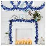 Hanukkah Blue and Silver Tinsel Garland
