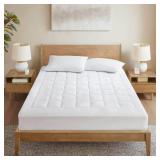 Madison Park Heavenly Soft Overfilled Plush Hypoallergenic Down Alternative Waterproof Mattress Pad (Queen) White: Moisture-Wicking, TESTEX Certified - Retail: $243