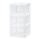 IRIS USA 14.5 Quart Stackable Storage Drawer  Plastic Drawer Organizer with Clear Doors for Pantry  Closet  Desk  Kitchen  Under-Sink  Home and Office De-Clutter  Shoes and Crafts - White  3 Pack - Re