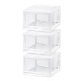 IRIS USA 14.5 Quart Stackable Storage Drawer  Plastic Drawer Organizer with Clear Doors for Pantry  Closet  Desk  Kitchen  Under-Sink  Home and Office De-Clutter  Shoes and Crafts - White  3 Pack - Re