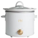 Paris Hilton 3.5-Quart Manual Slow Cooker, Features Three Settings (Low, High, Warm), Naturally Nonstick and Dishwasher Safe Stoneware Insert, Family Sized Capacity, White