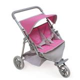 Badger Basket Trek 3-Wheel Folding Twin Doll Jogging Stroller