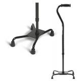 Medline Aluminum Quad Cane with Large Base for Balance, Knee Injuries, Leg Surgery Recovery & Mobility, Portable, Lightweight Walking Aid for Seniors & Adults - Cane Supports 300 lbs and Weighs 4 lbs